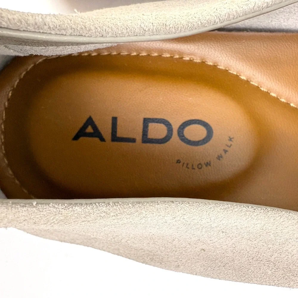 Aldo Traveller Bit Loafers Mens Sz 10.5 Light Grey Suede Dress Casual Minimalist